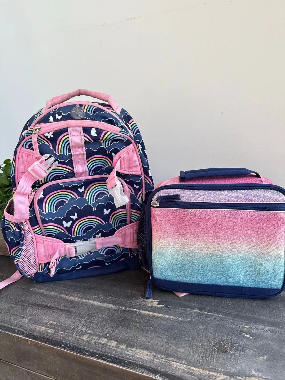 Pottery Barn Kids Mackenzie Rainbow Clouds Backpack + Lunch Box Set